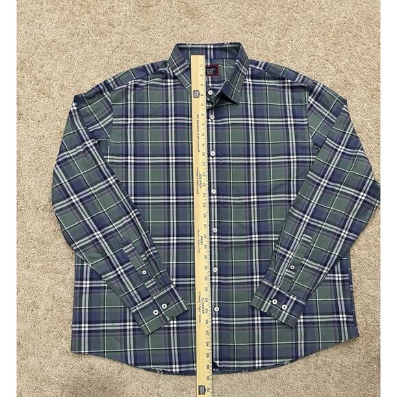 UNTUCKit Men’s Size XXL Tempranillo Wrinkle Free Shirt Green Plaid Button Down - Picture 5 of 6